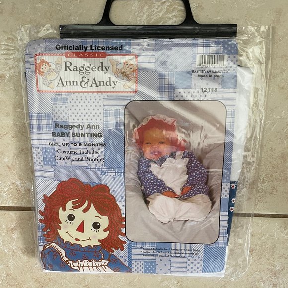 INFANT RAGGEDY ANN DOLL HALLOWEEN COSTUME BUNTING DRESS 0-9 MOS NEW - Picture 1 of 3